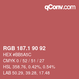 カラーコード: RGB 187.1 90 92 | qconv.com