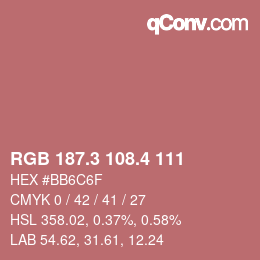 カラーコード: RGB 187.3 108.4 111 | qconv.com