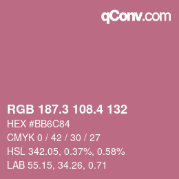 カラーコード: RGB 187.3 108.4 132 | qconv.com