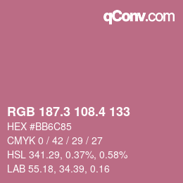 カラーコード: RGB 187.3 108.4 133 | qconv.com