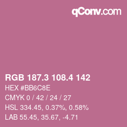カラーコード: RGB 187.3 108.4 142 | qconv.com
