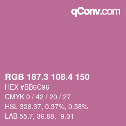 カラーコード: RGB 187.3 108.4 150 | qconv.com