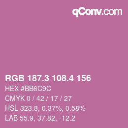 カラーコード: RGB 187.3 108.4 156 | qconv.com