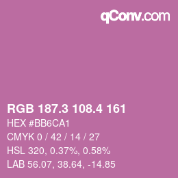 カラーコード: RGB 187.3 108.4 161 | qconv.com