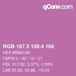 カラーコード: RGB 187.3 108.4 169 | qconv.com
