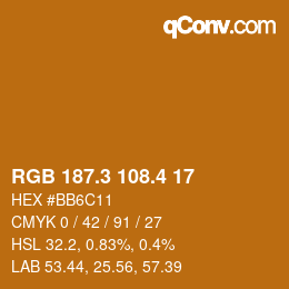 カラーコード: RGB 187.3 108.4 17 | qconv.com