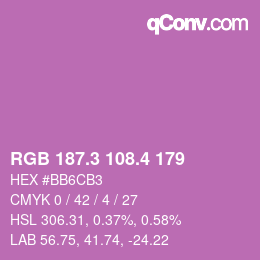 カラーコード: RGB 187.3 108.4 179 | qconv.com