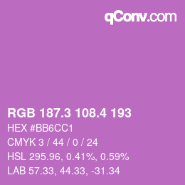 カラーコード: RGB 187.3 108.4 193 | qconv.com
