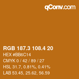 カラーコード: RGB 187.3 108.4 20 | qconv.com