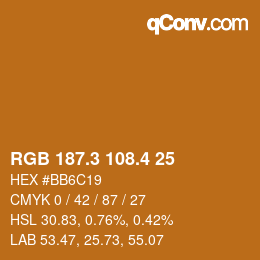 カラーコード: RGB 187.3 108.4 25 | qconv.com