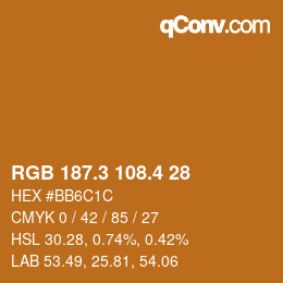 カラーコード: RGB 187.3 108.4 28 | qconv.com