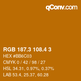 カラーコード: RGB 187.3 108.4 3 | qconv.com