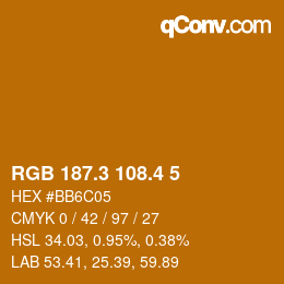 カラーコード: RGB 187.3 108.4 5 | qconv.com
