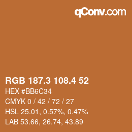 カラーコード: RGB 187.3 108.4 52 | qconv.com