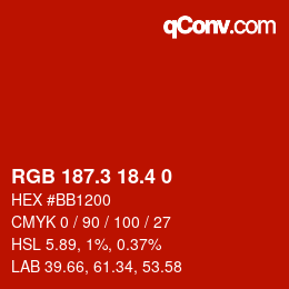カラーコード: RGB 187.3 18.4 0 | qconv.com