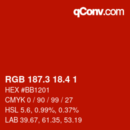 カラーコード: RGB 187.3 18.4 1 | qconv.com
