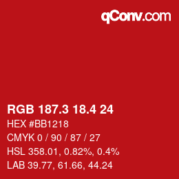 カラーコード: RGB 187.3 18.4 24 | qconv.com