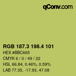 カラーコード: RGB 187.3 198.4 101 | qconv.com