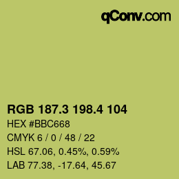 カラーコード: RGB 187.3 198.4 104 | qconv.com