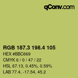 カラーコード: RGB 187.3 198.4 105 | qconv.com
