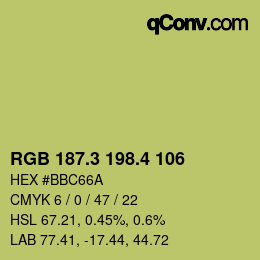 カラーコード: RGB 187.3 198.4 106 | qconv.com