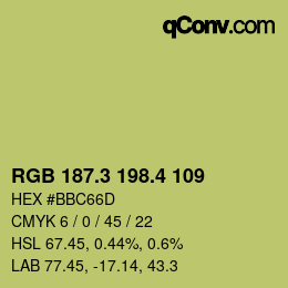 カラーコード: RGB 187.3 198.4 109 | qconv.com