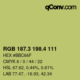 カラーコード: RGB 187.3 198.4 111 | qconv.com