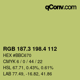 カラーコード: RGB 187.3 198.4 112 | qconv.com