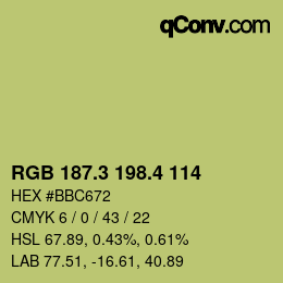 カラーコード: RGB 187.3 198.4 114 | qconv.com