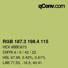 カラーコード: RGB 187.3 198.4 115 | qconv.com