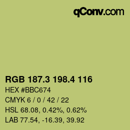 カラーコード: RGB 187.3 198.4 116 | qconv.com