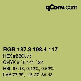 カラーコード: RGB 187.3 198.4 117 | qconv.com
