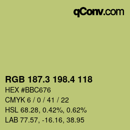 カラーコード: RGB 187.3 198.4 118 | qconv.com