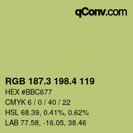 カラーコード: RGB 187.3 198.4 119 | qconv.com