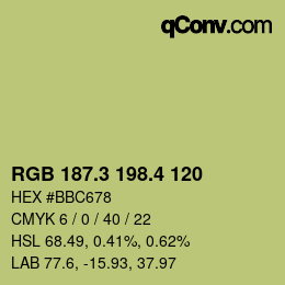 カラーコード: RGB 187.3 198.4 120 | qconv.com