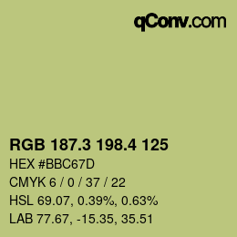 カラーコード: RGB 187.3 198.4 125 | qconv.com