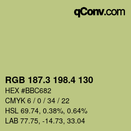 カラーコード: RGB 187.3 198.4 130 | qconv.com