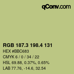 カラーコード: RGB 187.3 198.4 131 | qconv.com