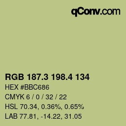 カラーコード: RGB 187.3 198.4 134 | qconv.com