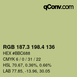 カラーコード: RGB 187.3 198.4 136 | qconv.com