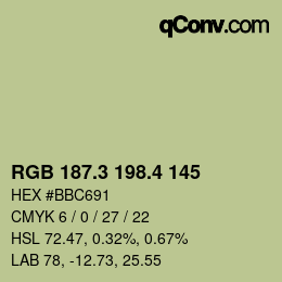 カラーコード: RGB 187.3 198.4 145 | qconv.com