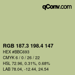 カラーコード: RGB 187.3 198.4 147 | qconv.com