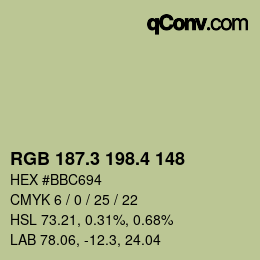 カラーコード: RGB 187.3 198.4 148 | qconv.com
