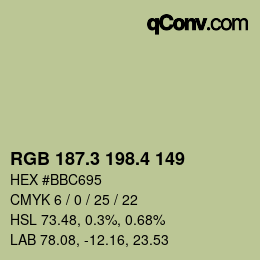 カラーコード: RGB 187.3 198.4 149 | qconv.com