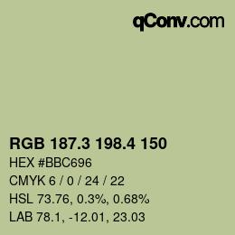 カラーコード: RGB 187.3 198.4 150 | qconv.com