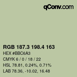 カラーコード: RGB 187.3 198.4 163 | qconv.com