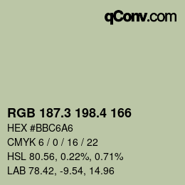 カラーコード: RGB 187.3 198.4 166 | qconv.com