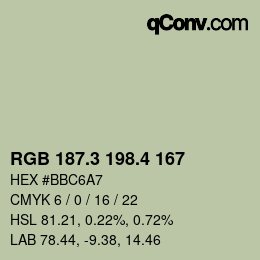カラーコード: RGB 187.3 198.4 167 | qconv.com