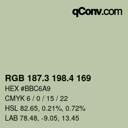 カラーコード: RGB 187.3 198.4 169 | qconv.com