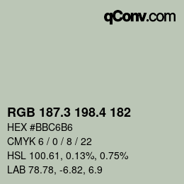 カラーコード: RGB 187.3 198.4 182 | qconv.com